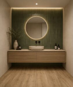 Badkamer met warme herfsttinten tegels